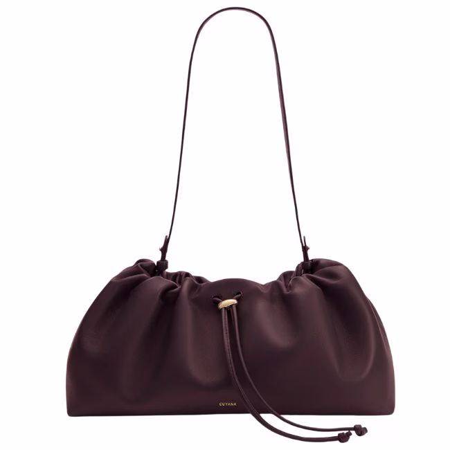 rectangular soft leather shoulder bag with long tassle and long top handle
