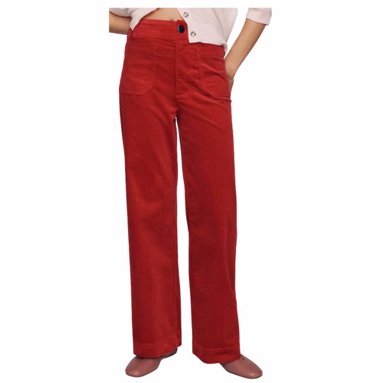 red high rise corduroy pants