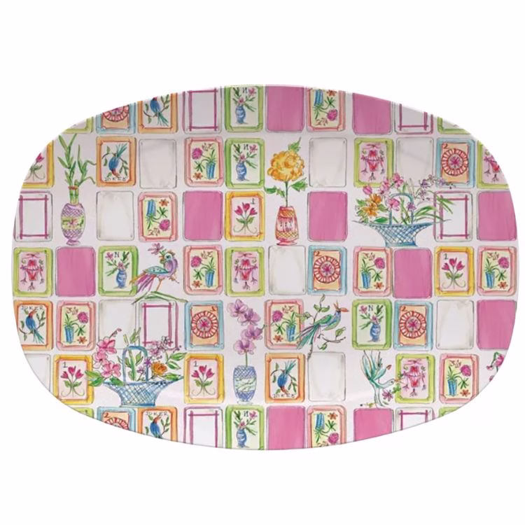 serving platter decorated with mahjong tiles