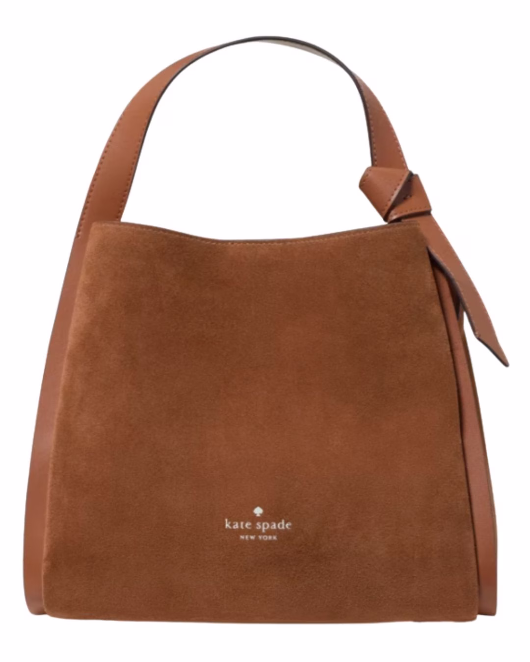 small brown suede top handle bag