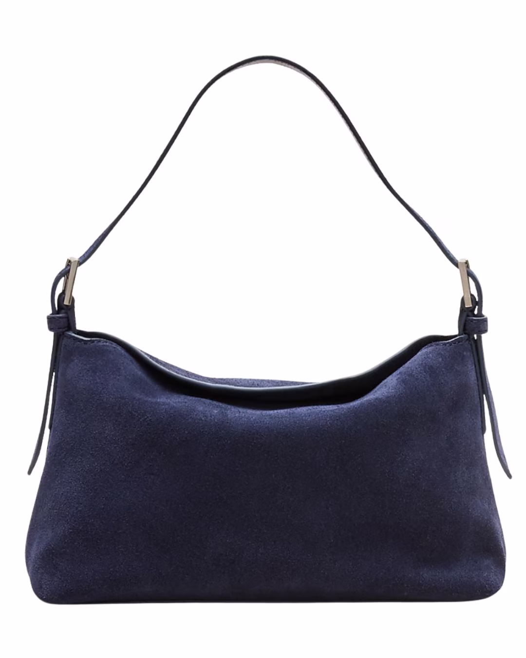 small navy suede shoulder bag