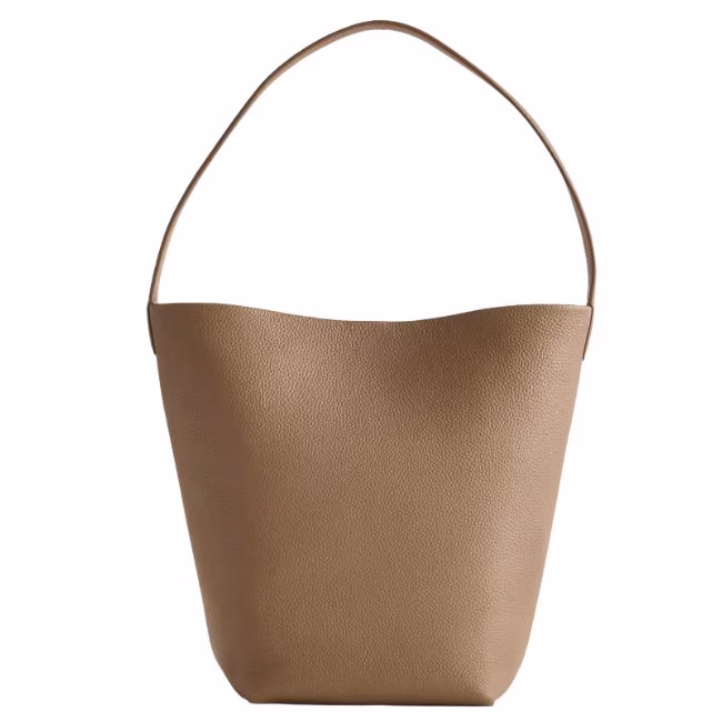 tan hobo bucket bag with top handle