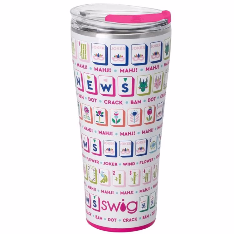 tumbler with mahjong tile design