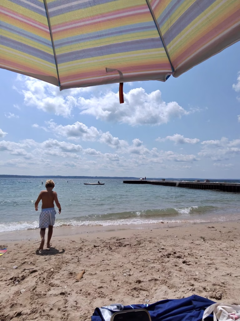 umbrella swimming at beach