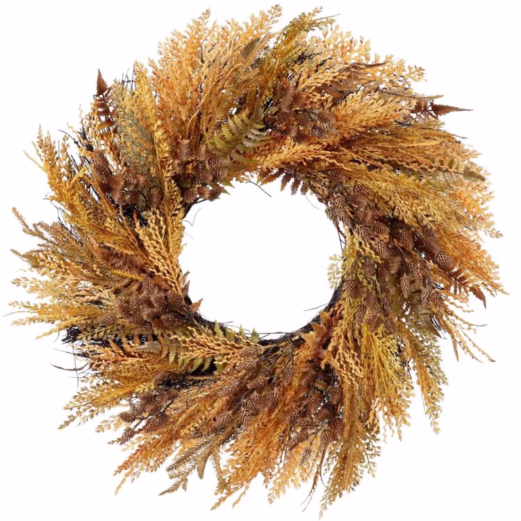 wheat and fern fall wreath