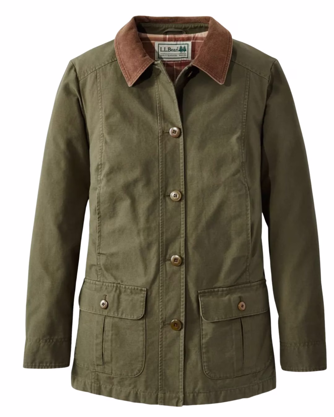 army green barn jacket with brown collar