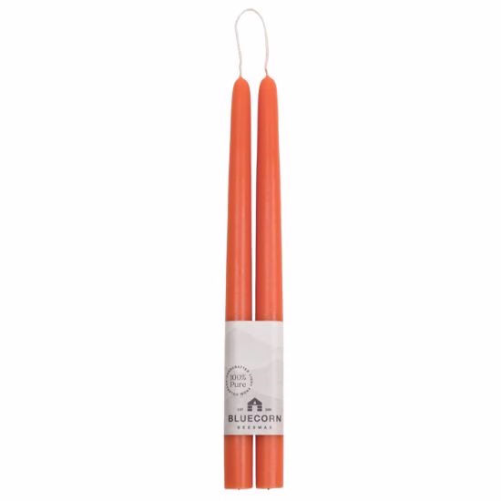 beeswax taper candle in orange