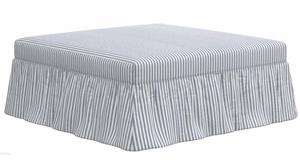 blue and white stripe square ottoman coffee table with skirt
