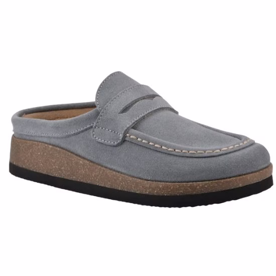 blue gray suede loafer clogs birkenstock naples dupes