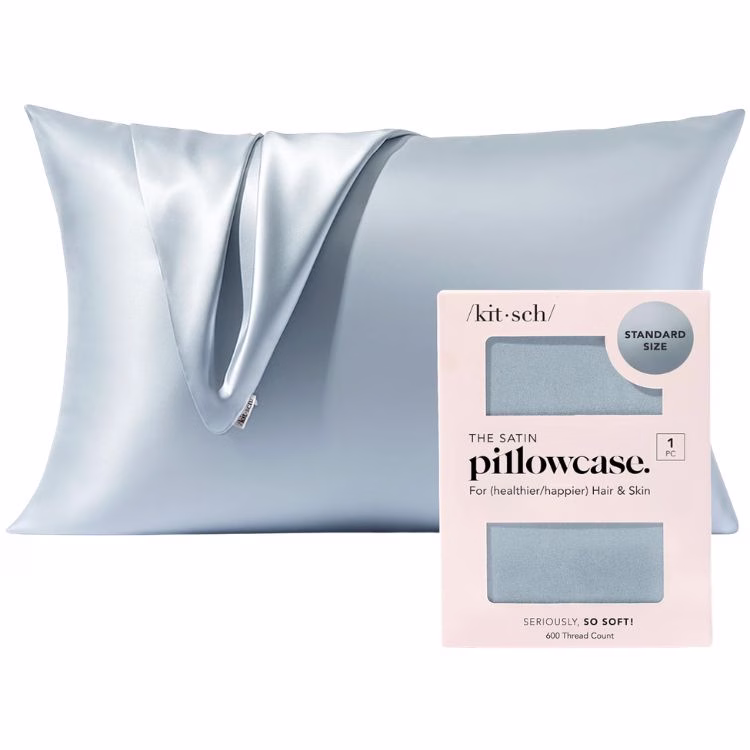 blue silk pillowcase