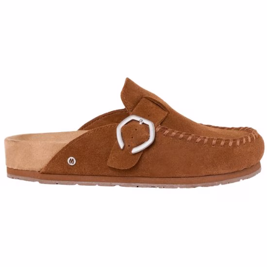 brown suede loafter clog with buckle birkenstock buckley dupe