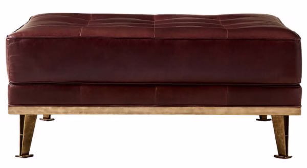 burgundy leather ottoman gold with gold trim