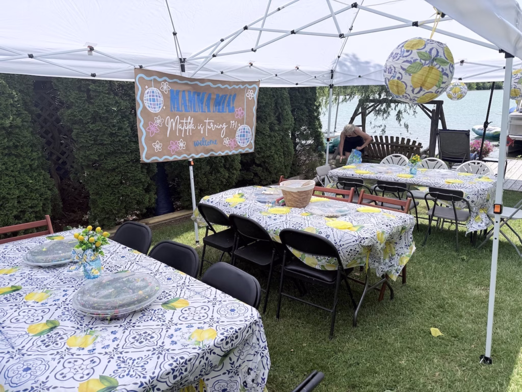 celebrating 17th birthday with mama mia themed decorations