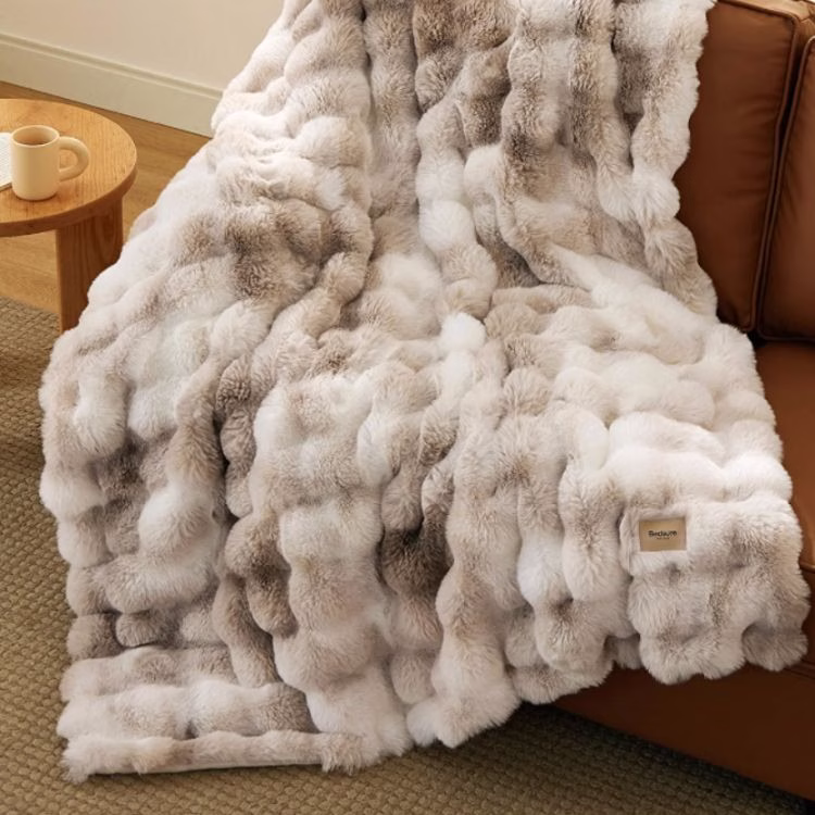 fuzzy faux fur throw blanket