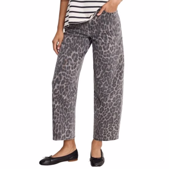 good american barrel leopard ankle jeans