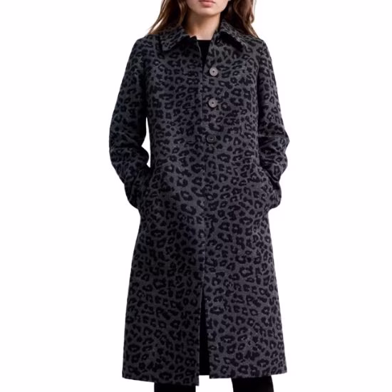 gray leopard print top coat