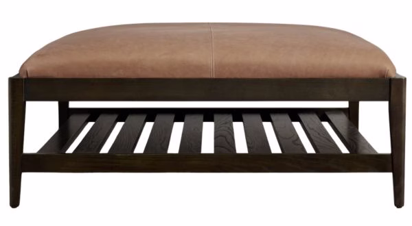 leather ottoman coffee table with lower shelf