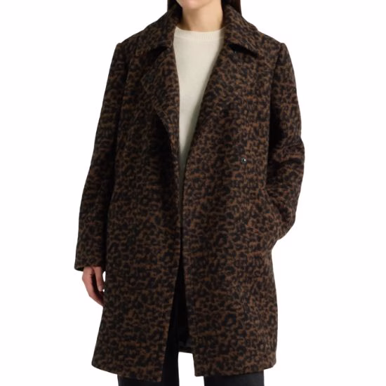 leopard animal print mid length coat