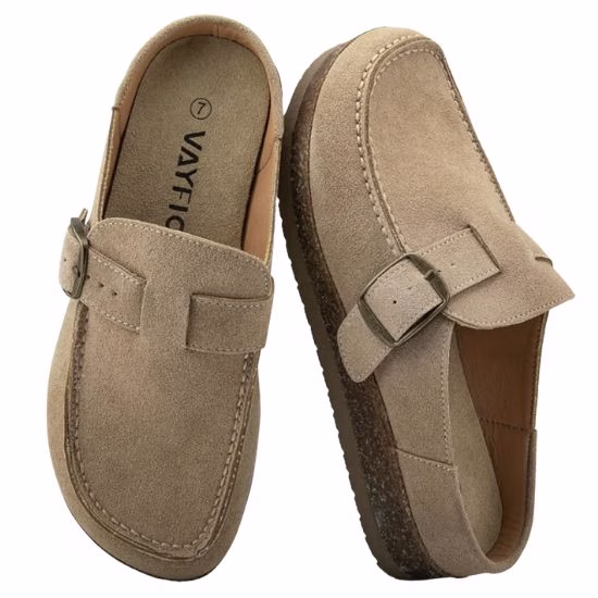 light brown leather mule clog birkenstock buckley dupe