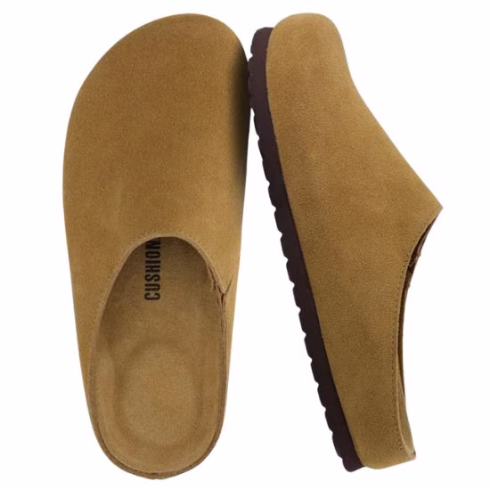 light tan round toe suede clogs birkenstock amsterdam dupes