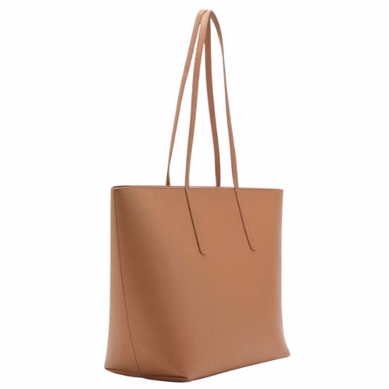 mango leather tote in tan