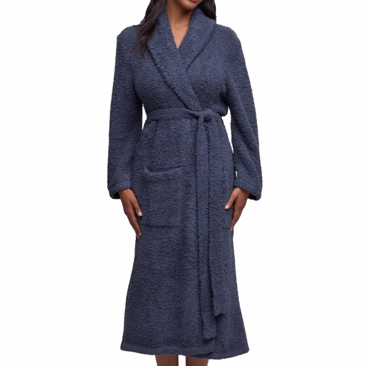 navy barefoot dreams fuzy long robe