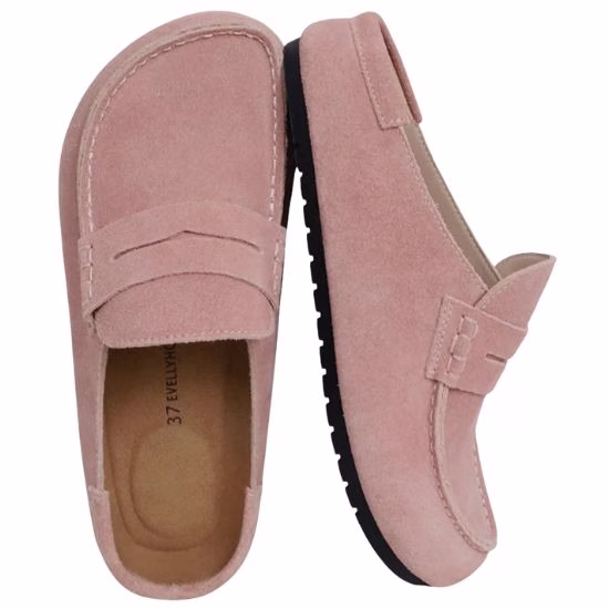 pink suede loafer clogs inspired by birkenstock naples
