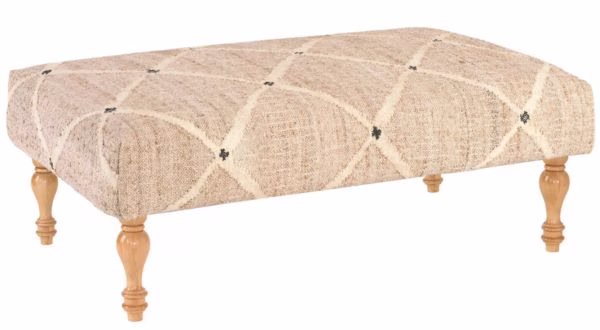 pink upholstered rectangle ottoman coffee table