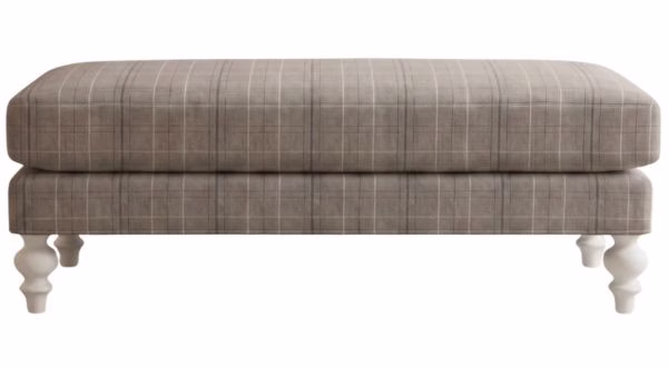 plaid oversized ottoman with white feet