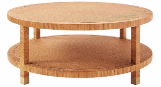 rattan round coffee table in tan serena and lily