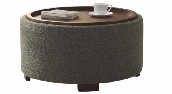 round green ottoman coffee table with removeable tray