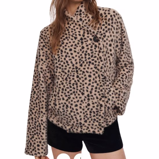 short ayssmetrical jacket in leopard print