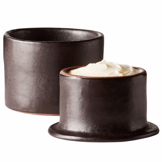 terra cotta butter keeper in dark brown