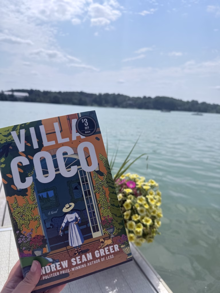 villa coco book with lake in background