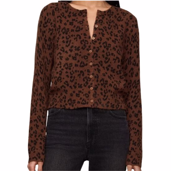 z supply cropped leopard print cardigan sweater
