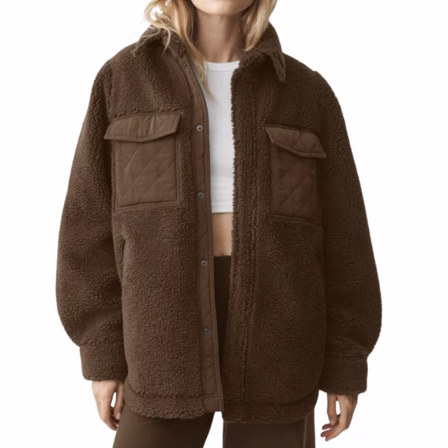 alo yoga chocolate brown teddy coat