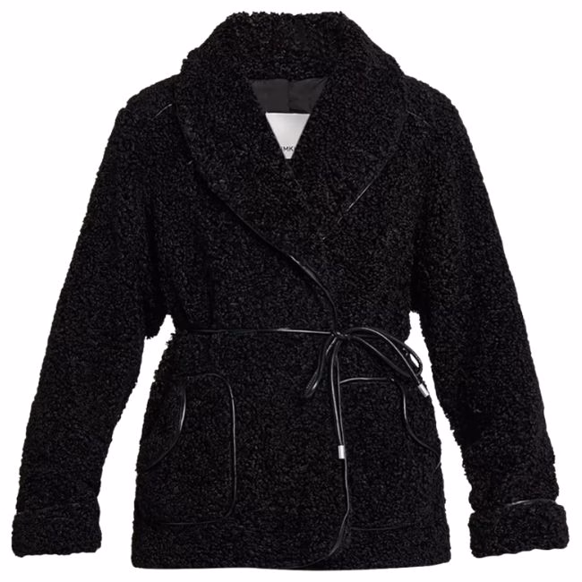 black belted short teddy coat
