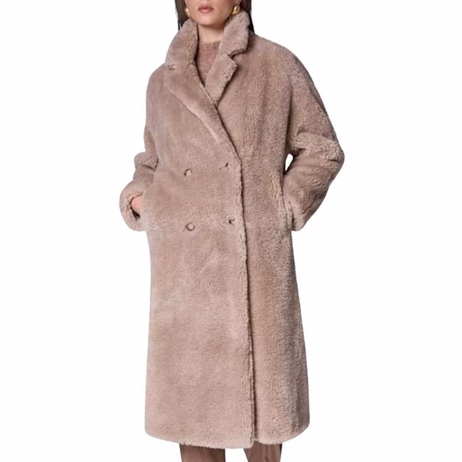 blush long teddy coat