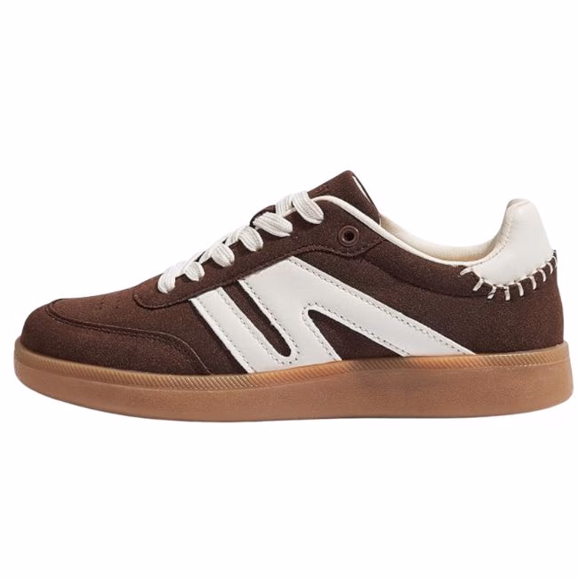 brown and white sneakers