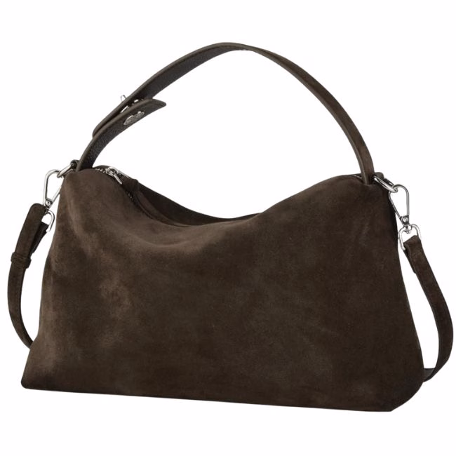brown suede slouchy crossbody bag