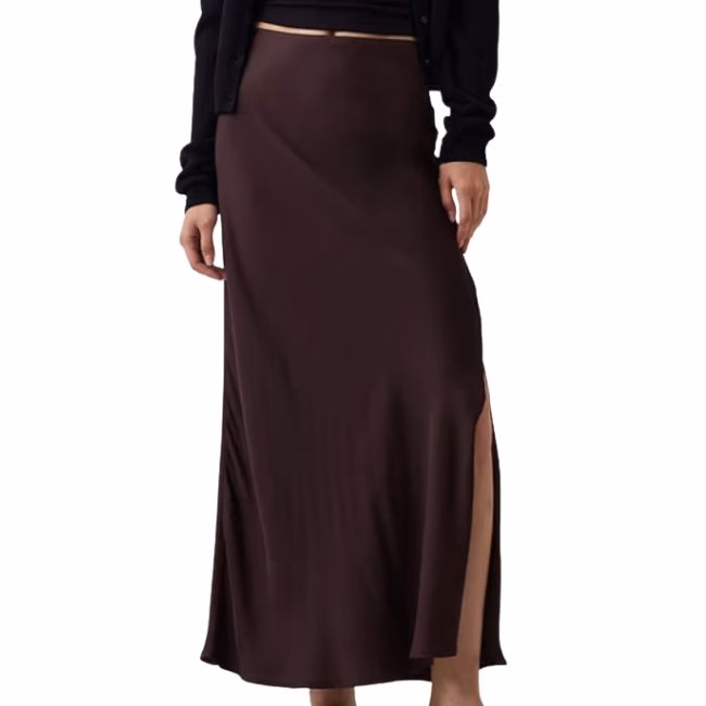 chocolate brown slip maxi skirt