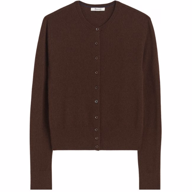 chocolate brown wool button down cardigan