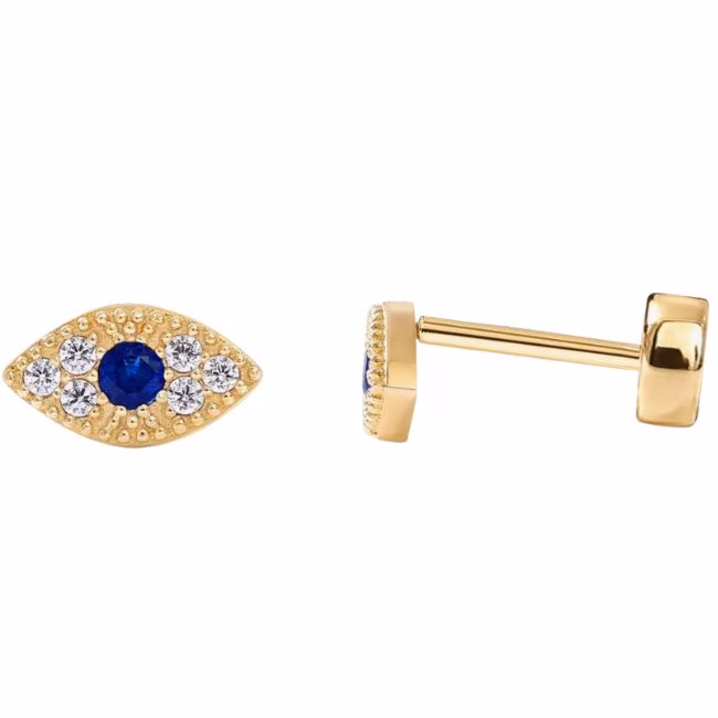 evil eye gold stud earrings