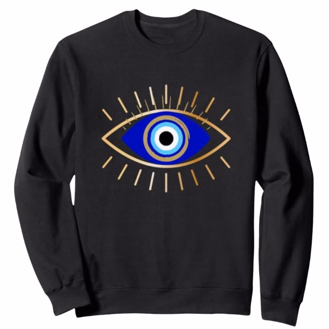evil eye on black sweatshirt