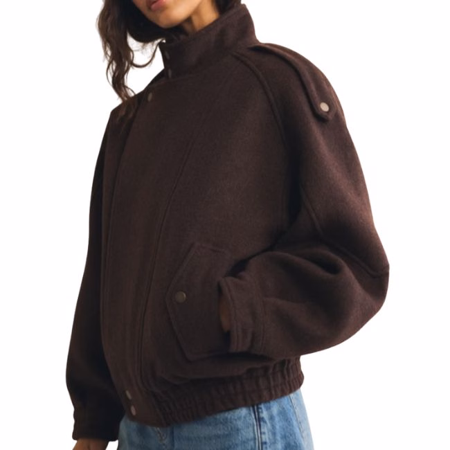 funnel neck bomber coat in chocolate brown