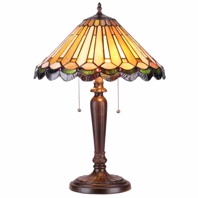 geometic mattern stained glass table lamp tiffany lookalike