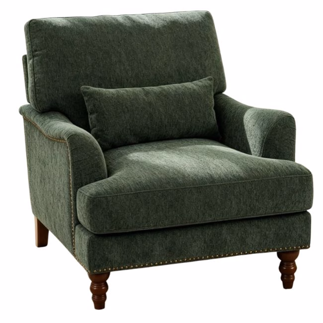 green plush oversized reading chair for a reading nook