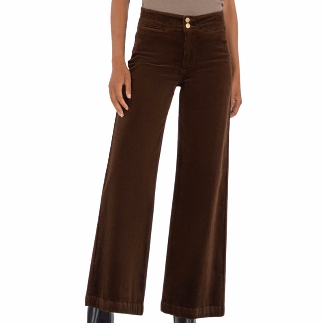 kut from the kloth wide leg corduroy pants in chocolte brown