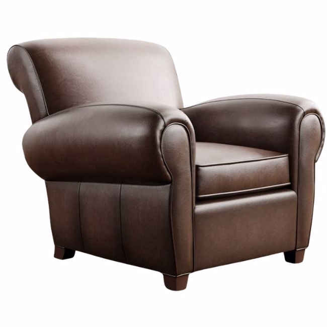 leather oversized roll arm reading chair