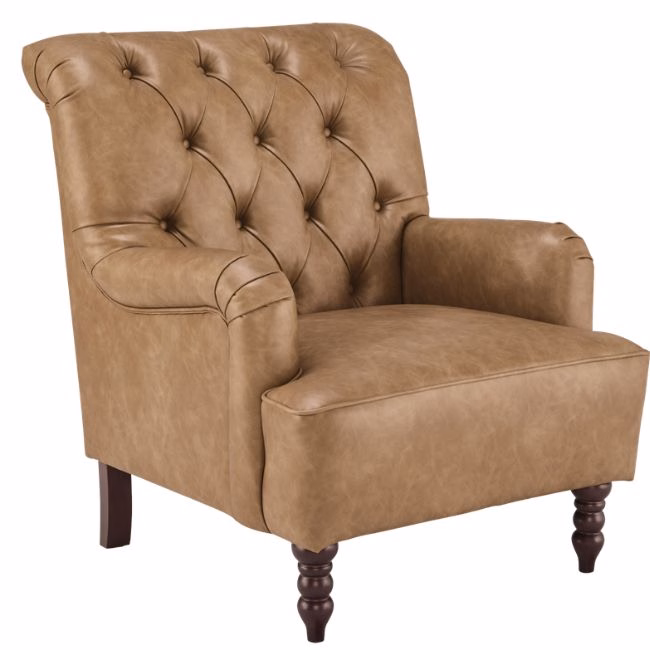 leather tufted cozy reading chair